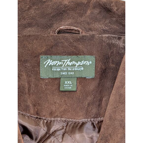 Norm Thompson Mens Brown Suede Leather Insulated Bomber Jacket Size XXL - Picture 8 of 16